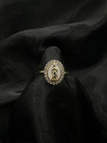 White Oval Virgin Mary Ring