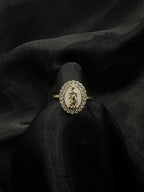 White Oval Virgin Mary Ring