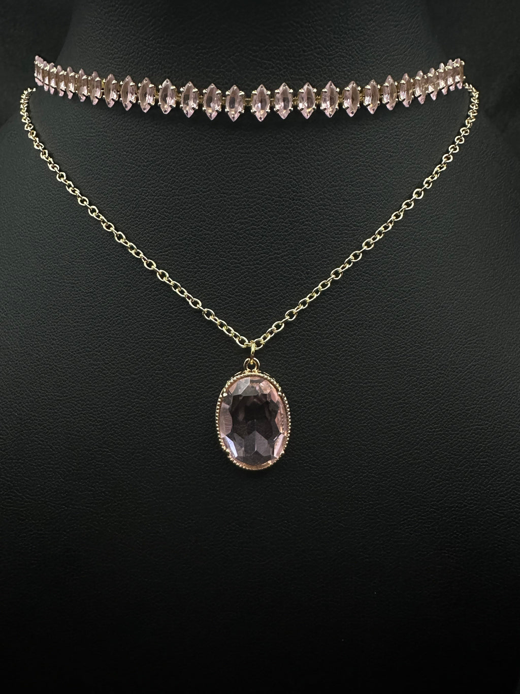 Pink Oval Diamond Set