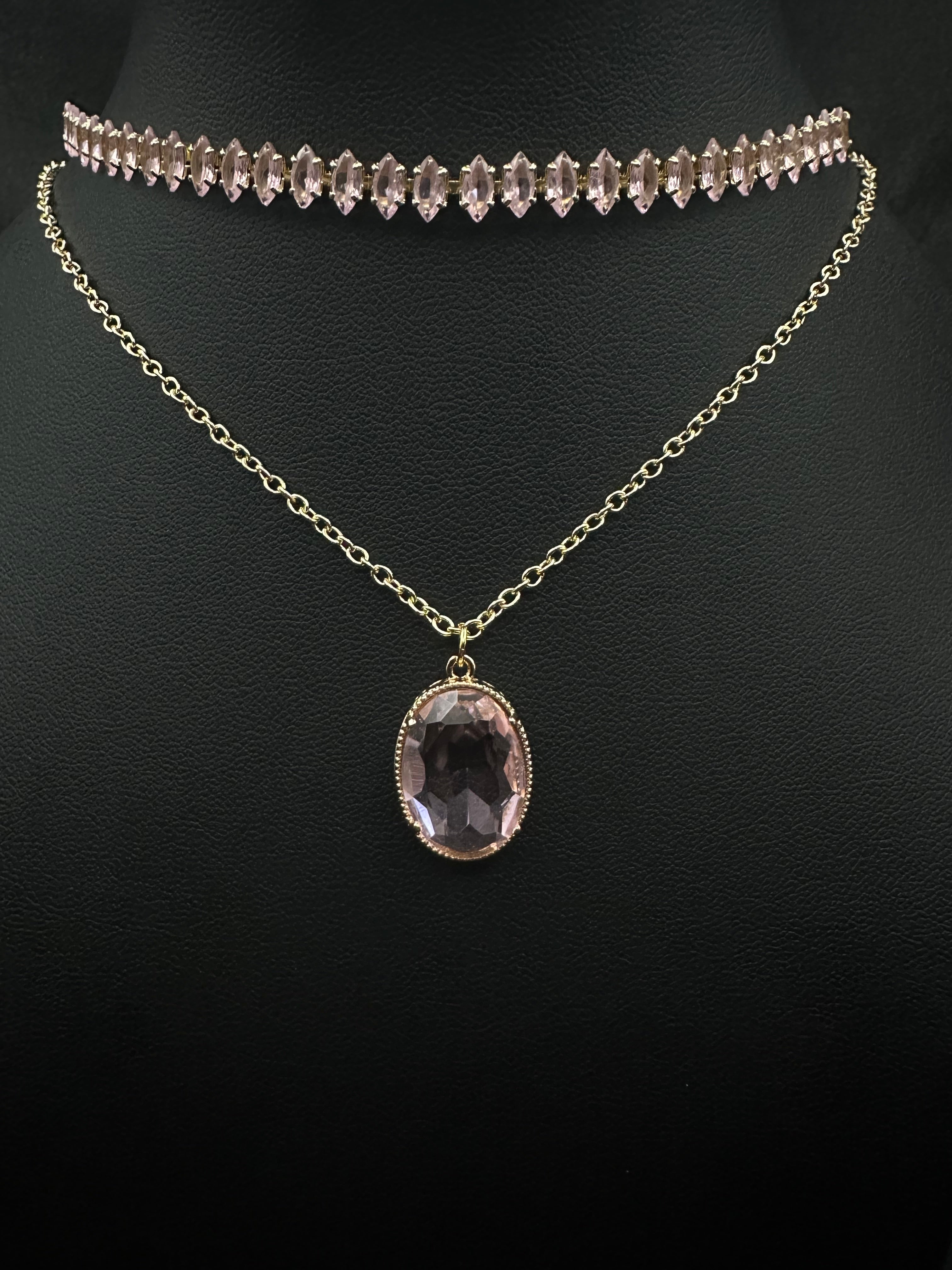 Pink Oval Diamond Set