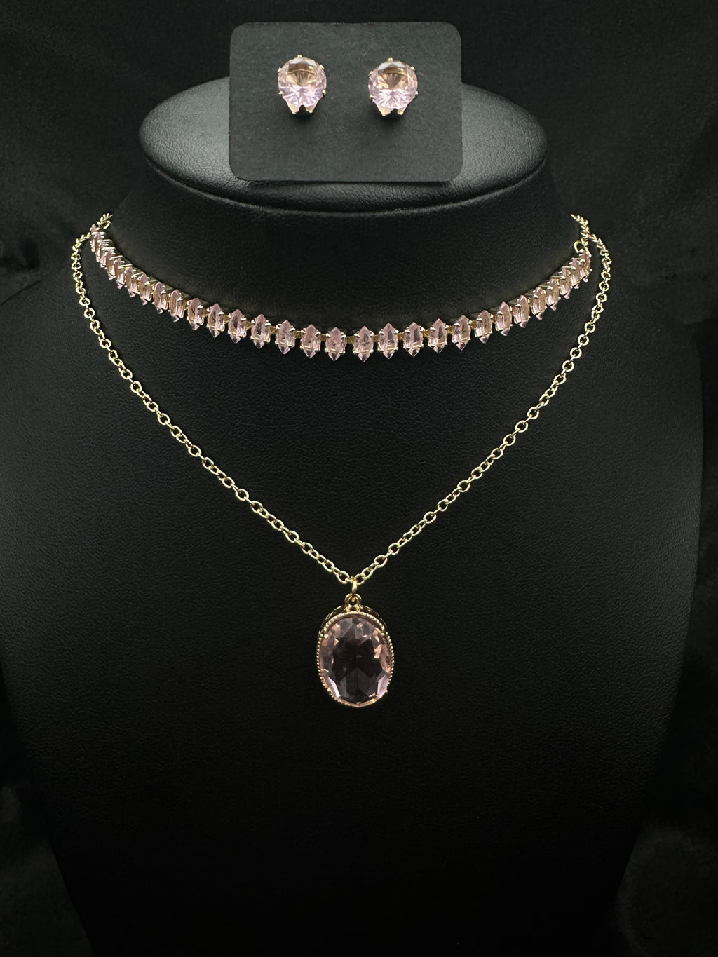 Pink Oval Diamond Set