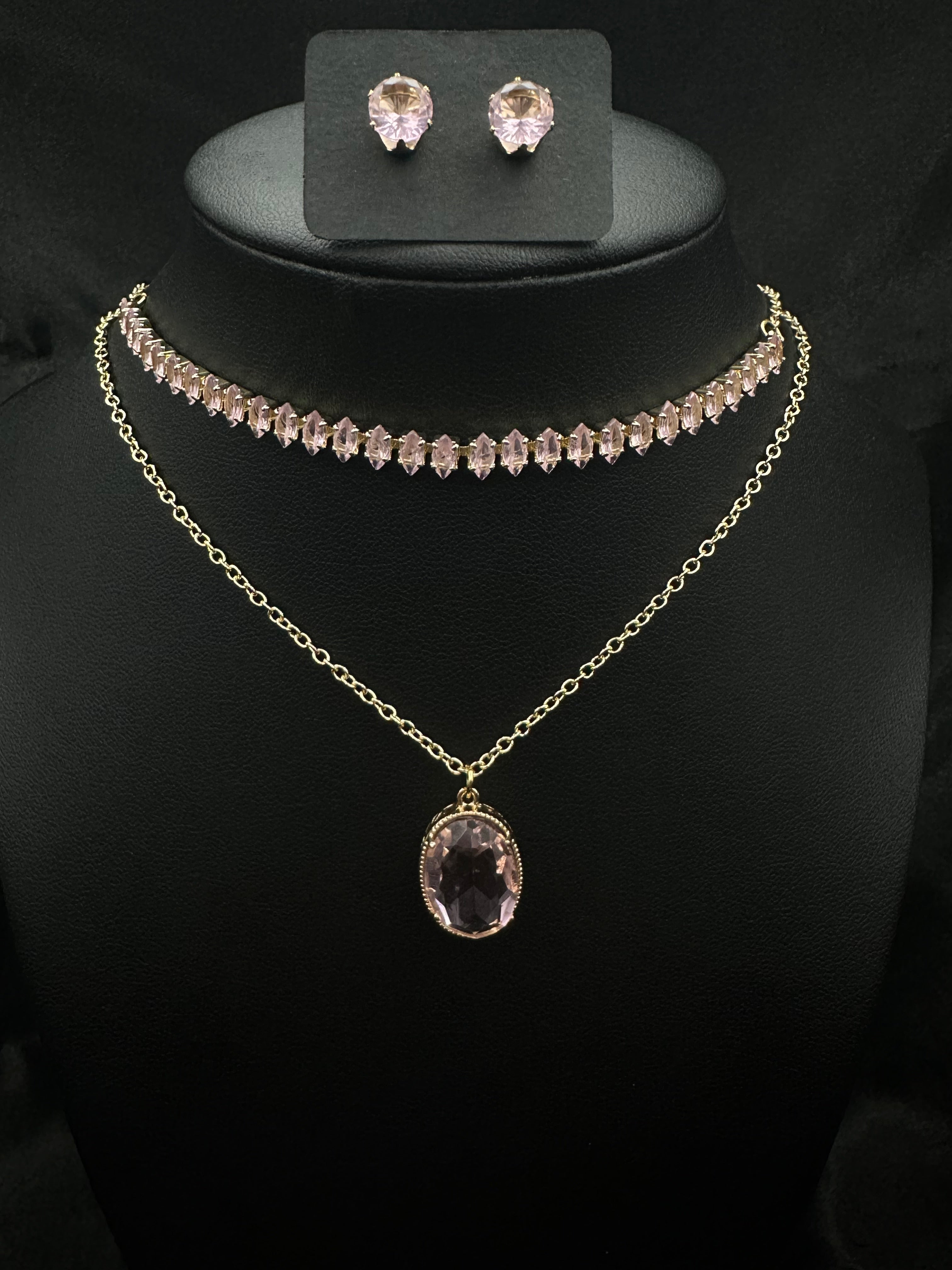 Pink Oval Diamond Set