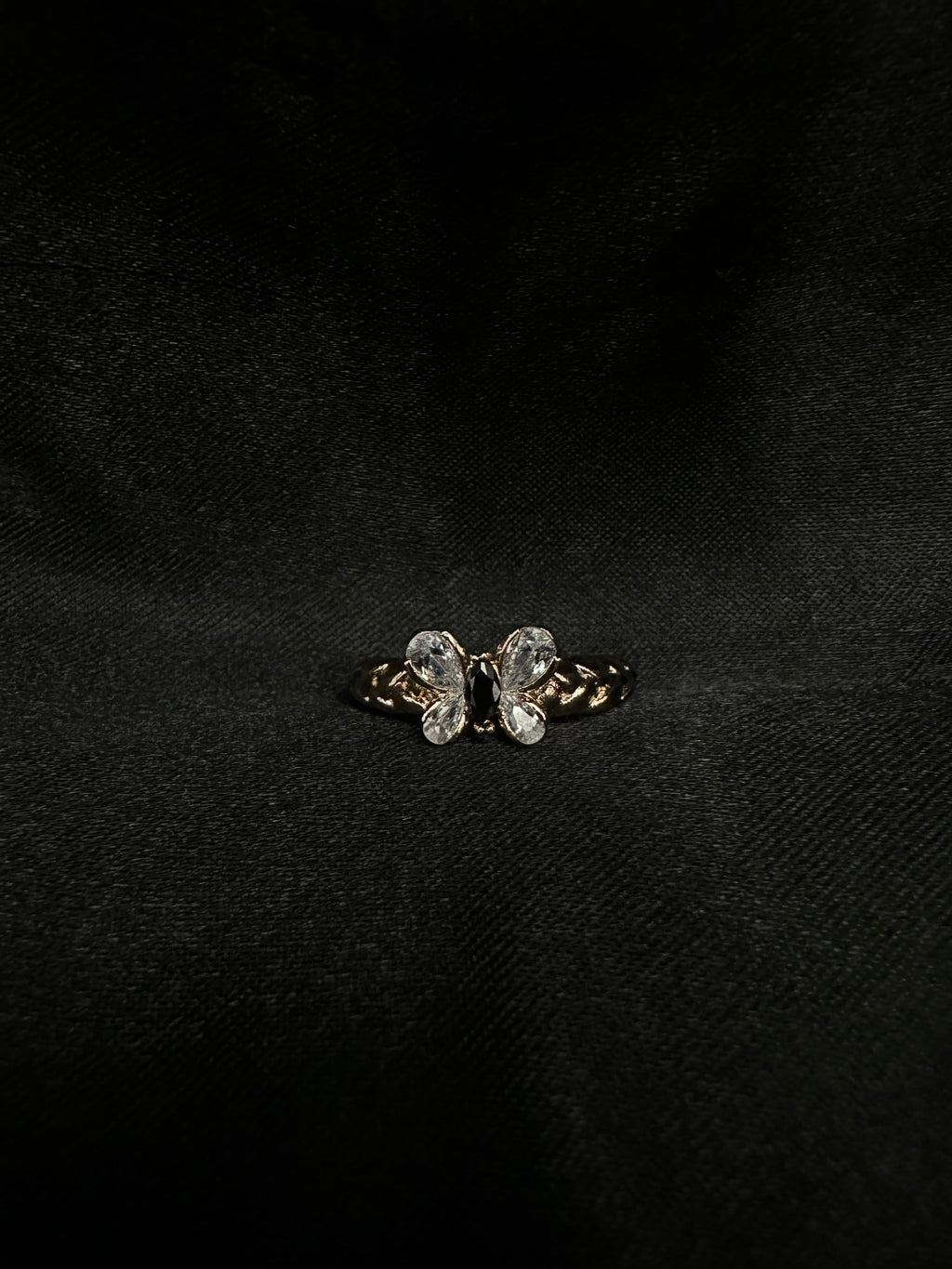 Black Diamond Butterfly Ring