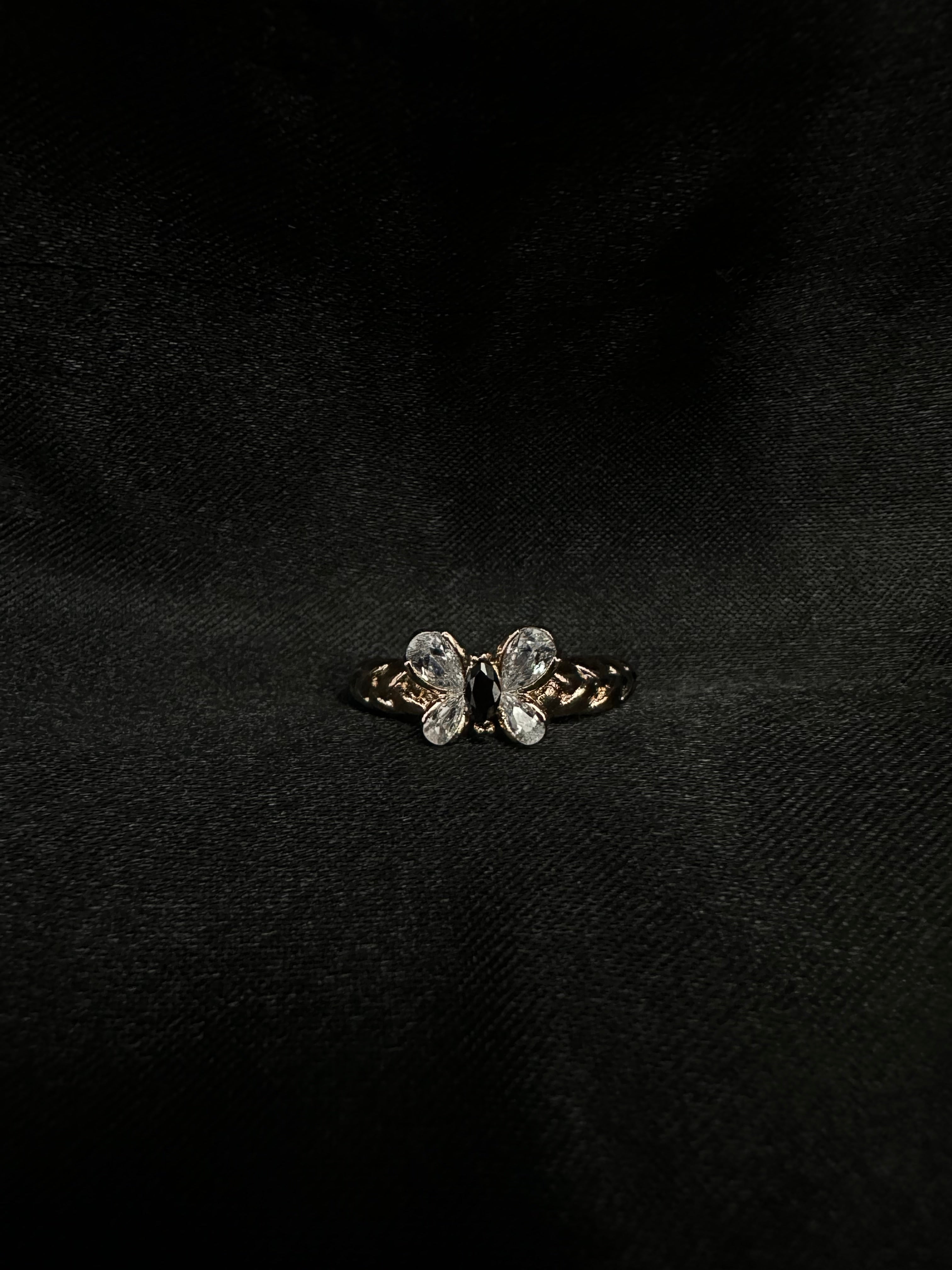 Black Diamond Butterfly Ring