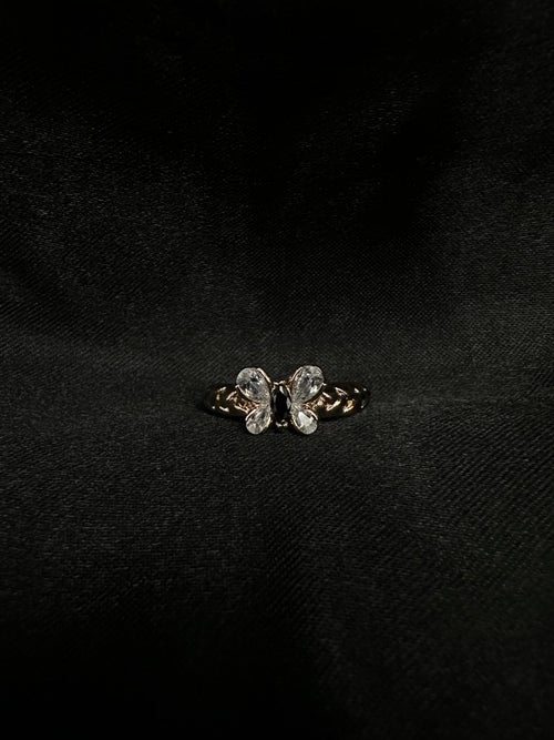 Black Diamond Butterfly Ring