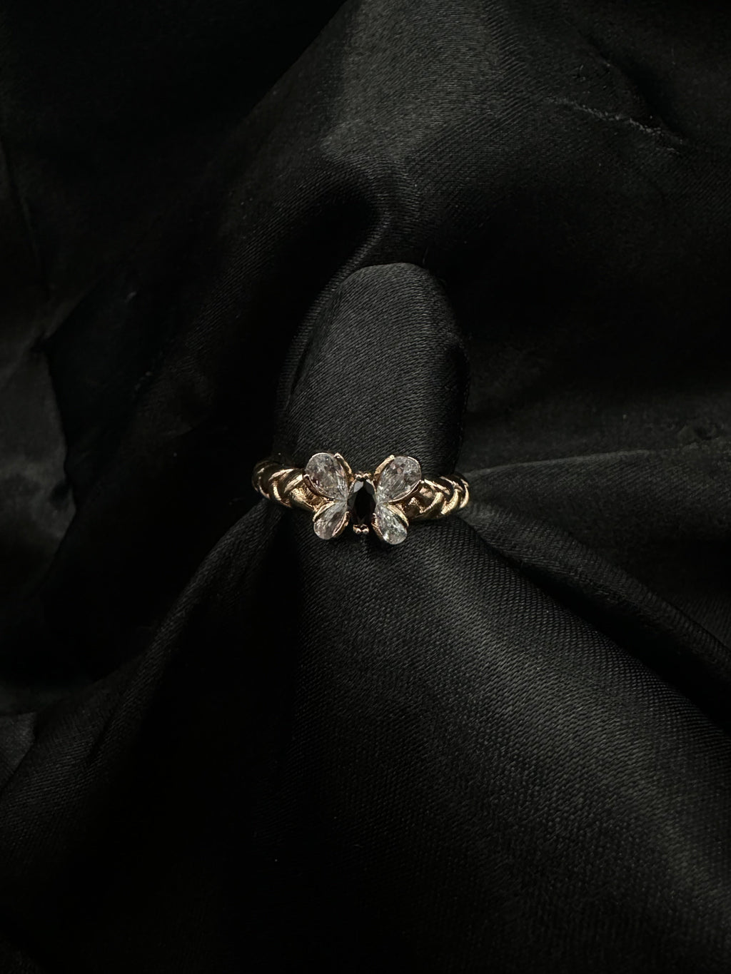 Black Diamond Butterfly Ring
