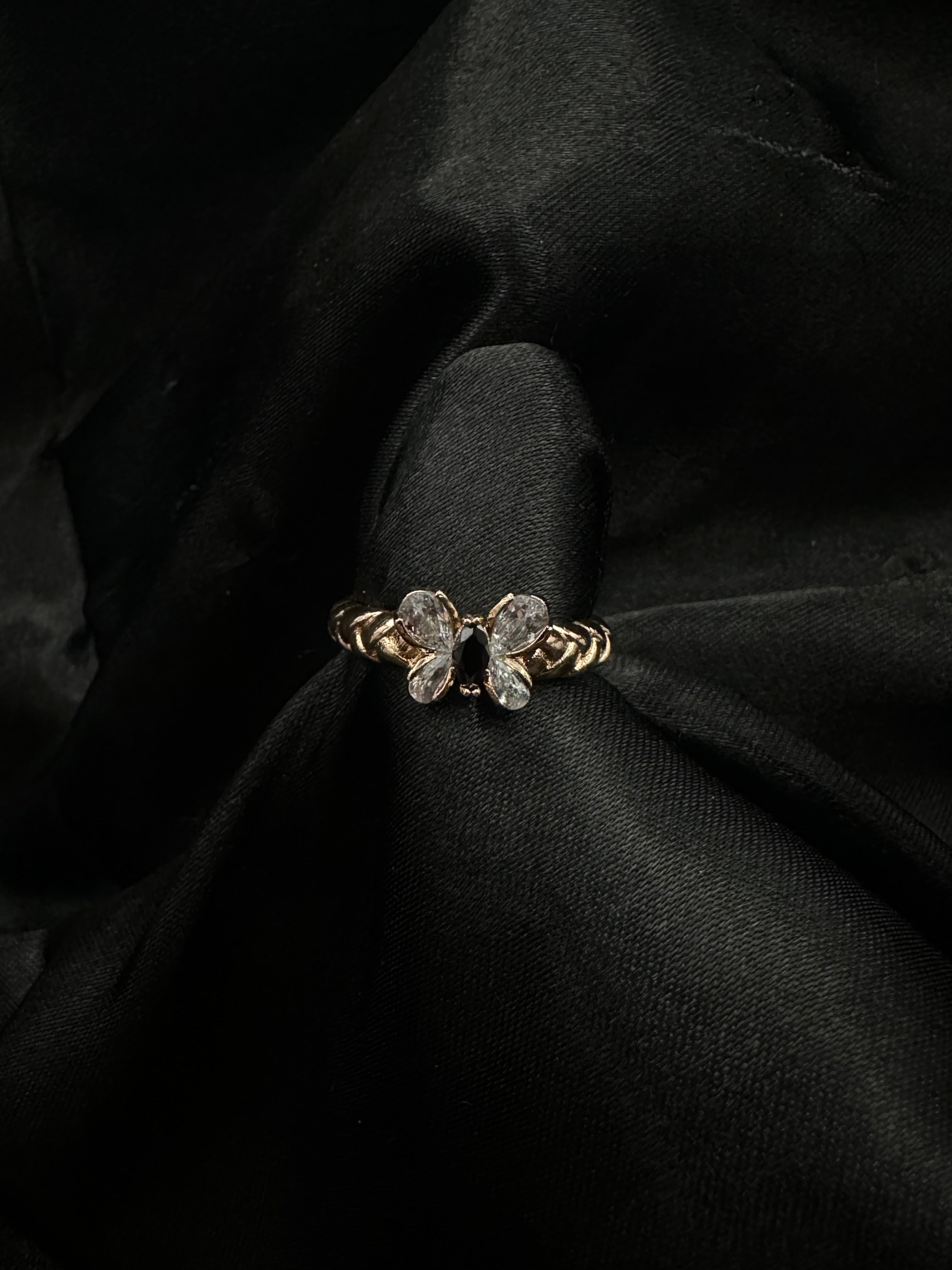 Black Diamond Butterfly Ring