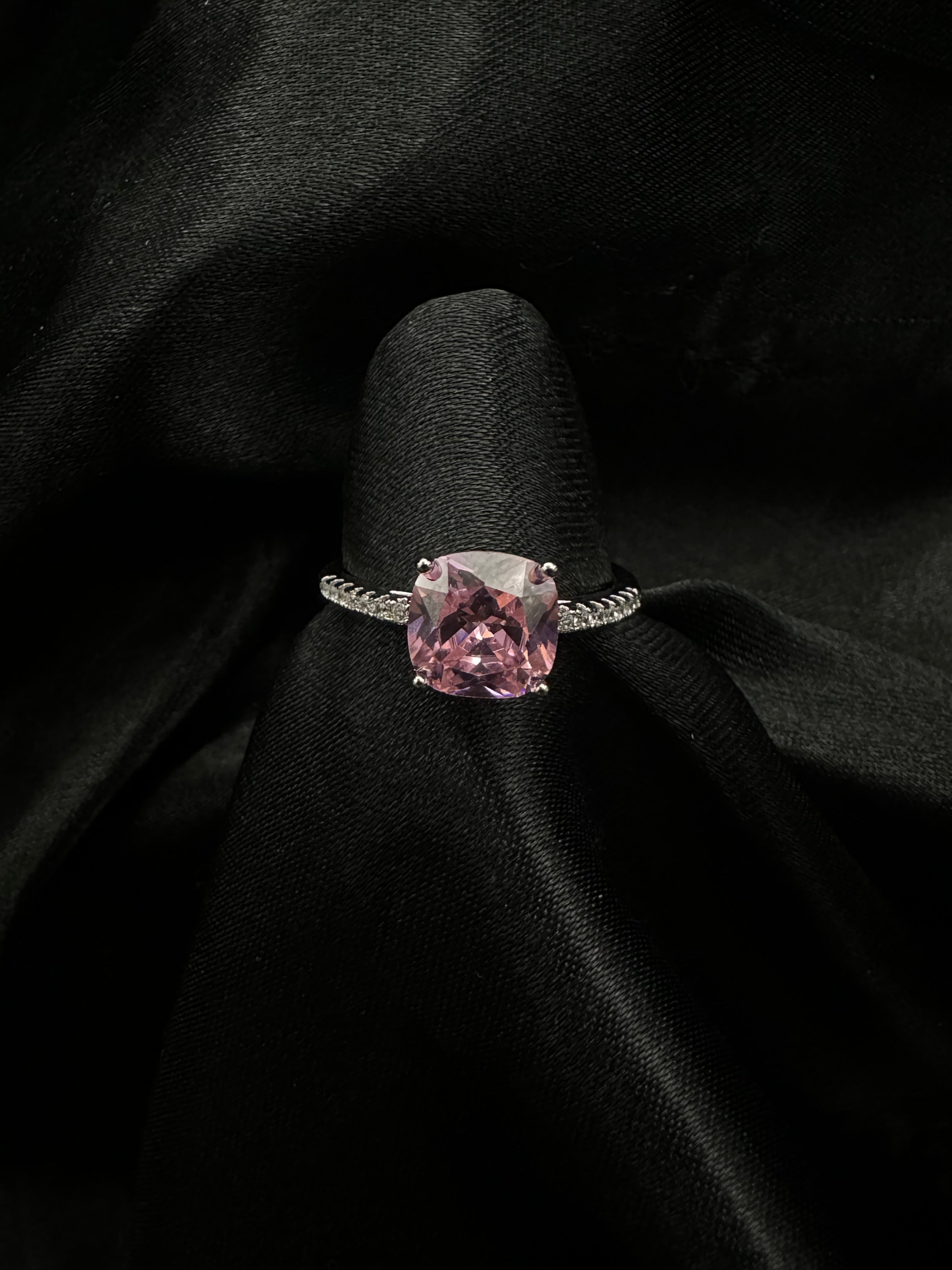 Pink Square Diamond Ring