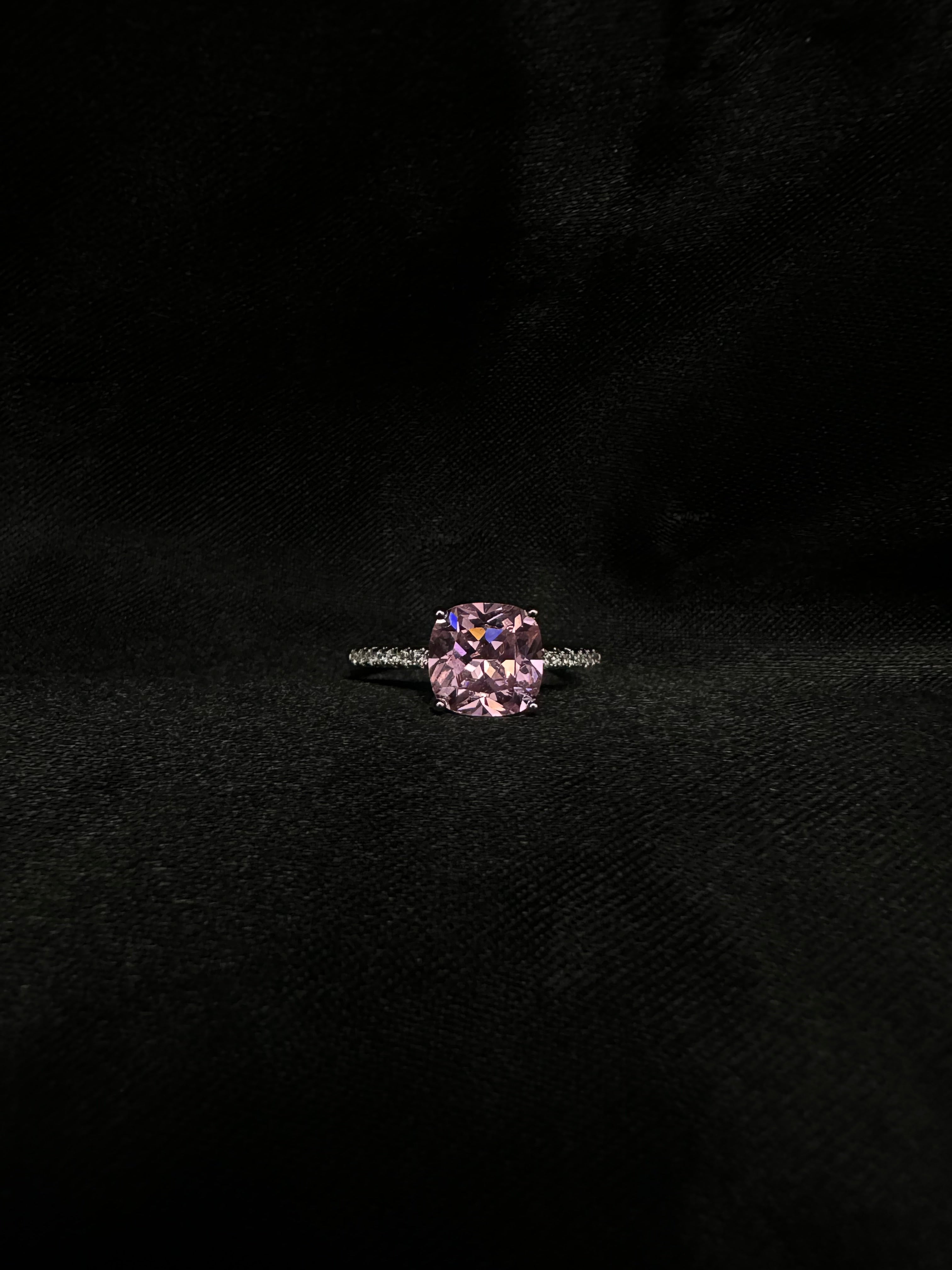 Pink Square Diamond Ring