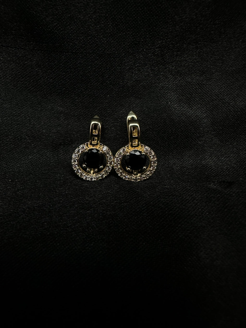 Black Circle Diamond Earrings