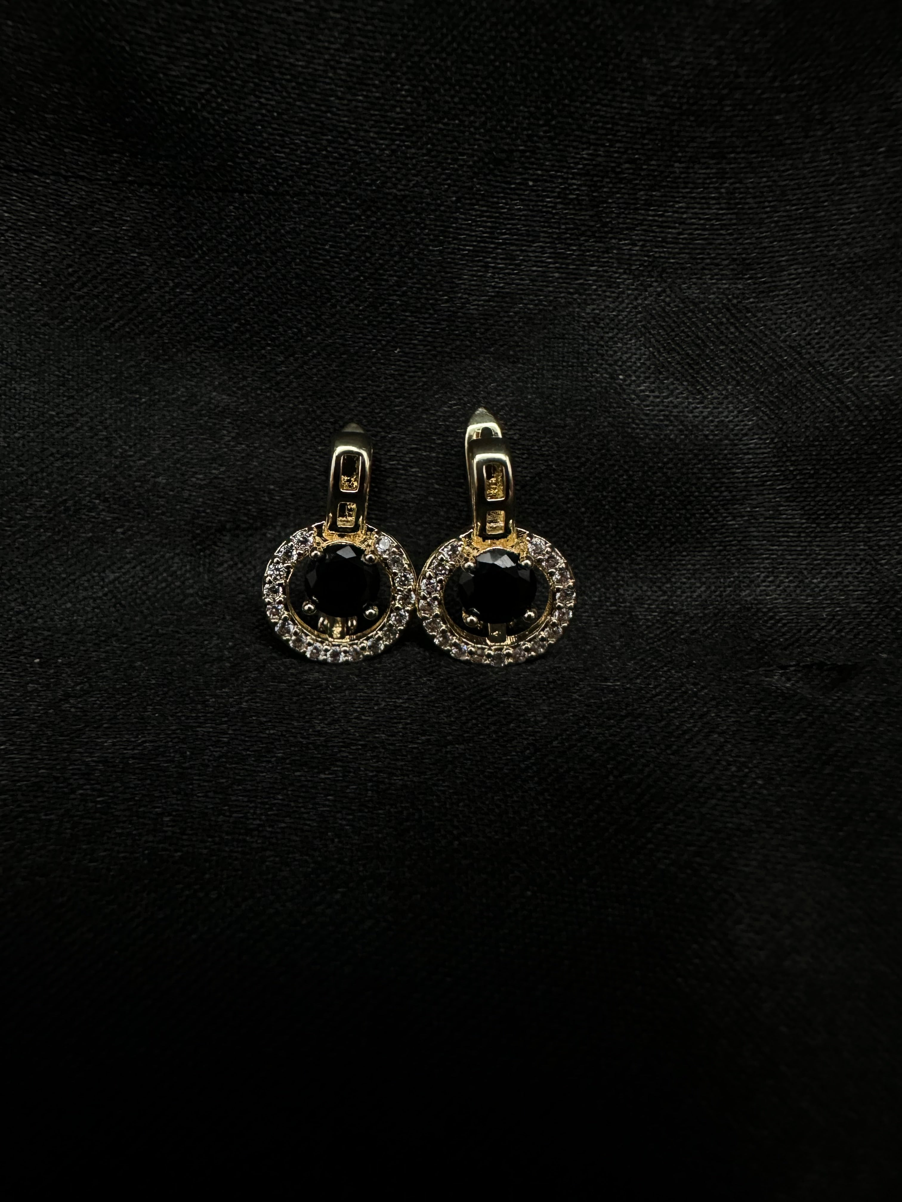 Black Circle Diamond Earrings